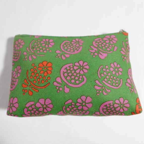 Marimekko x Clinique Set Cosmetic Bags Floral‎ Zip Top Pouches Green Pink Orange - Picture 3 of 11